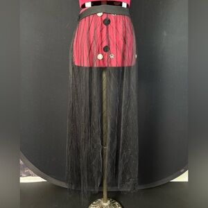 Black Mesh Striped Skirt